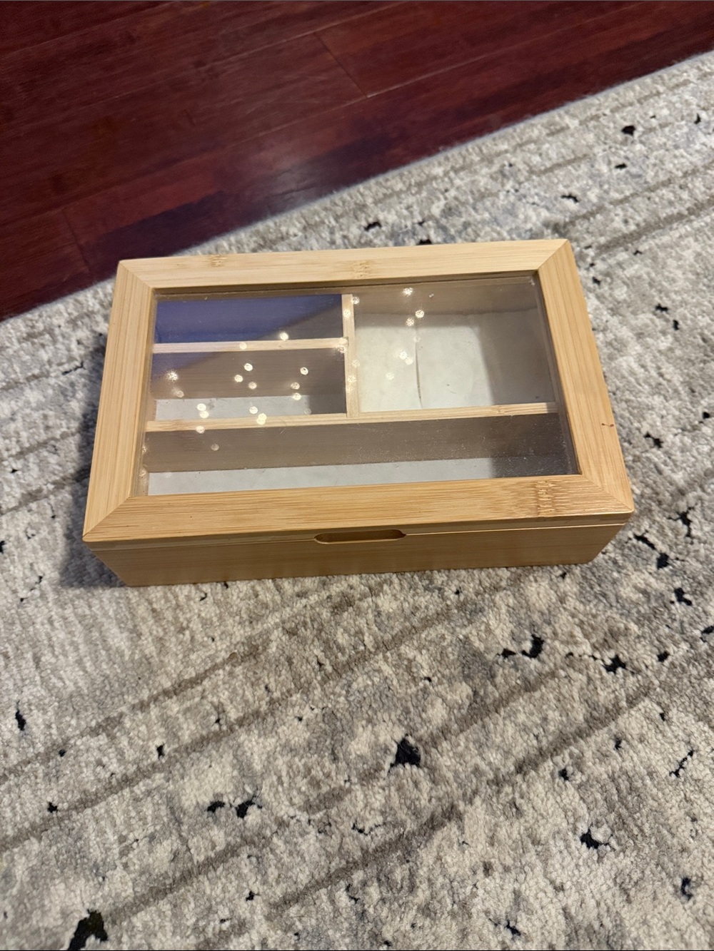 Bamboo jewelry box with glass top